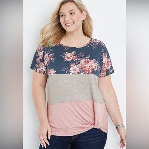 Maurice’s XL knotted t-shirt with floral and stripes